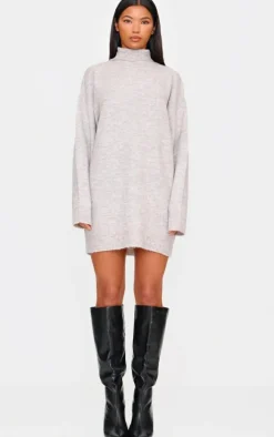Stone Knitted Slouchy Sweater Dress