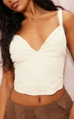 Stone Linen Look Corset