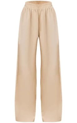 Stone Linen Look Oversized Wide Leg Pants