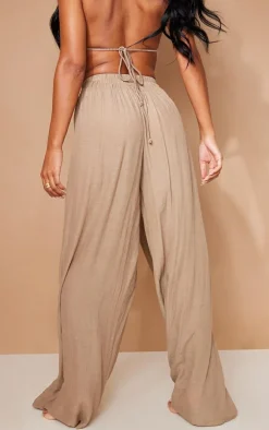 Stone Linen Look Palazzo Beach Pants