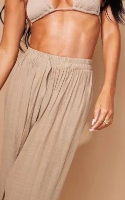 Stone Linen Look Palazzo Beach Pants