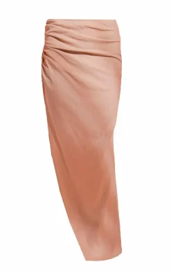 Stone Linen Look Tie Side Maxi Skirt