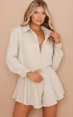 Stone Long Sleeve Oversized Shirt