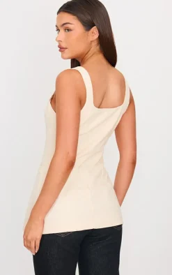 Stone Longline Square Neck Vest