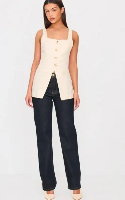 Stone Longline Square Neck Vest