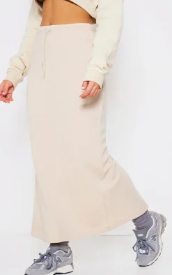 Stone Loopback Drawstring Waist Maxi Skirt