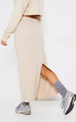 Stone Loopback Drawstring Waist Maxi Skirt