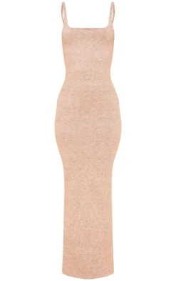 Stone Marl Knit Strappy Maxi Dress