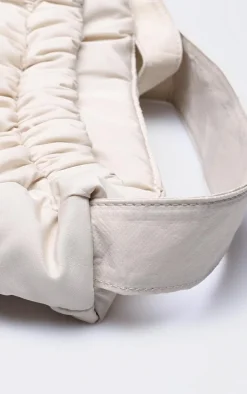 Stone Nylon Ruched Pocket Cross Body Bag