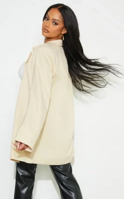 Stone Oversized Drapey Button Detail Blazer