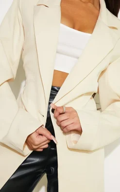 Stone Oversized Drapey Button Detail Blazer