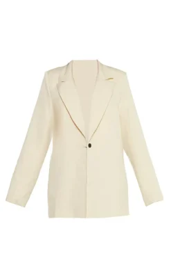 Stone Oversized Drapey Button Detail Blazer