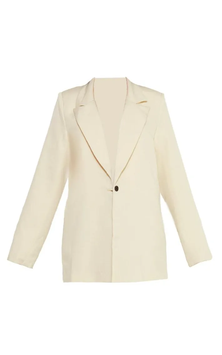 Stone Oversized Drapey Button Detail Blazer