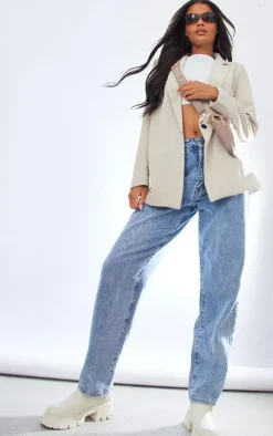 Stone Oversized Shoulder Padded Blazer