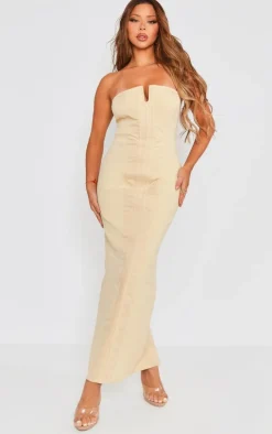 Stone Panel Detail V Wire Bodycon Maxi Dress