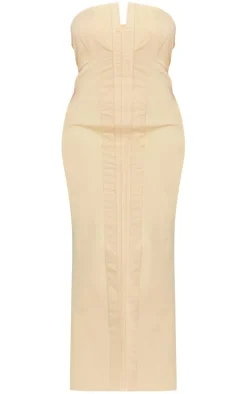 Stone Panel Detail V Wire Bodycon Maxi Dress