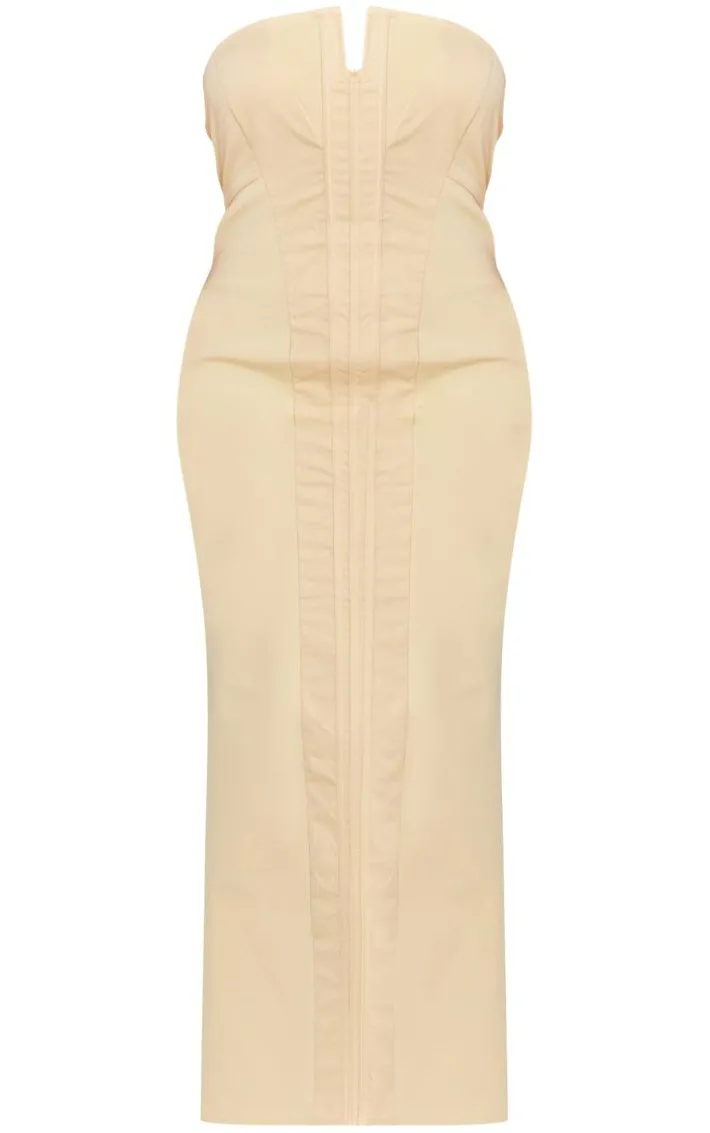 Stone Panel Detail V Wire Bodycon Maxi Dress