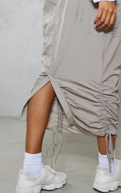 Stone Parachute Tie Waist Midaxi Skirt