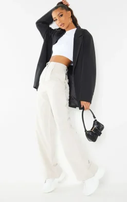 Stone Peach Skin Straight Leg Pants