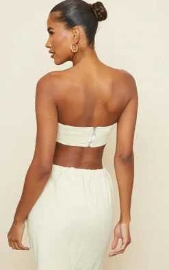 Stone Pocket Detail Denim Bandeau Top