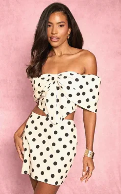 Stone Polka Dot Bow Detail Corset Top