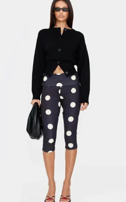 Stone Polka Dot Print Jersey Capri's