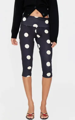 Stone Polka Dot Print Jersey Capri's