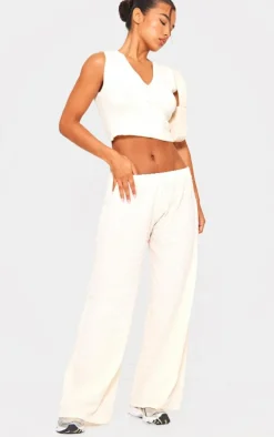 Stone Popcorn Textured Floaty Wide Leg Pants