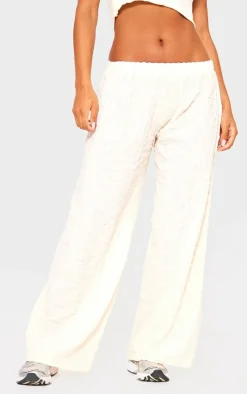 Stone Popcorn Textured Floaty Wide Leg Pants