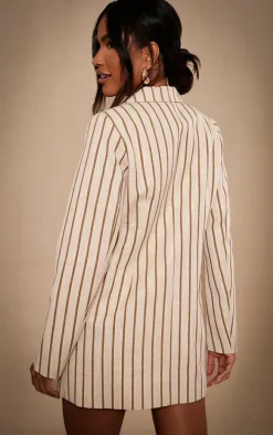 Stone Premium Linen Tailored Pinstripe Blazer Dress