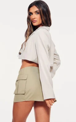 Stone Raw Hem Cropped Blazer
