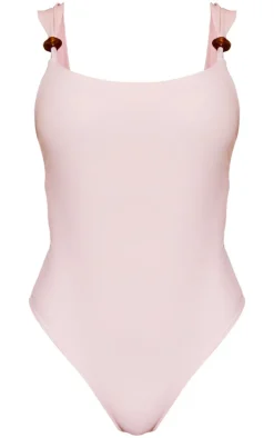 Stone Resin Trim High Leg Swimsuit