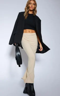 Stone Rib Low Rise Maxi Skirt