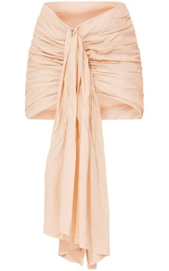 Stone Ruched Drape Front Mini Skirt