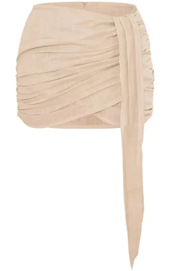 Stone Ruched Draped Mini Skirt