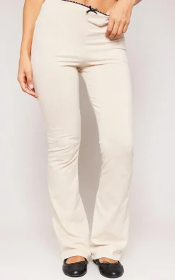 Stone Scalloped Trim Detail Cotton Skinny Flares