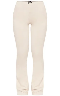 Stone Scalloped Trim Detail Cotton Skinny Flares