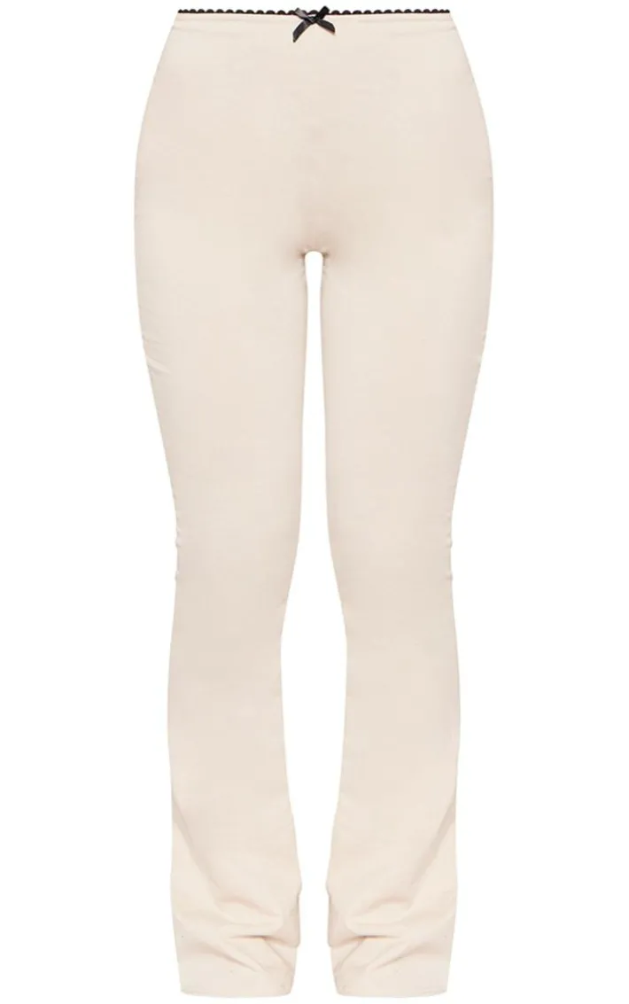 Stone Scalloped Trim Detail Cotton Skinny Flares