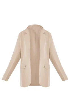 Stone Single Breasted Shoulder Padded Oversized Blazer