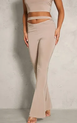 Stone Slinky Cutout Foldover Skinny Flare Pants