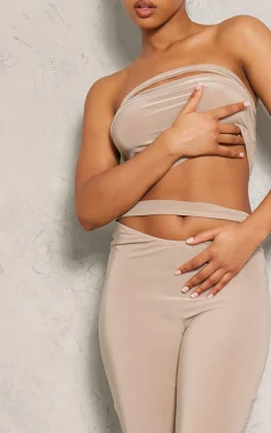 Stone Slinky Cutout Foldover Skinny Flare Pants