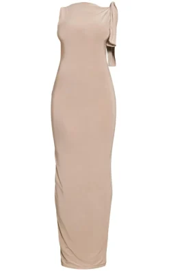 Stone Slinky Knot Drape Midaxi Dress