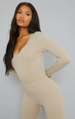 Stone Snatched Rib Scoop Neck Bodysuit