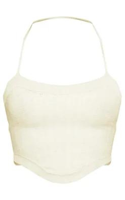 Stone Soft Knit Pattern Halter Tie Top