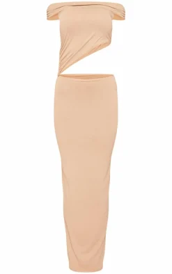 Stone Soft Touch Bardot Cut Out Maxi Dress