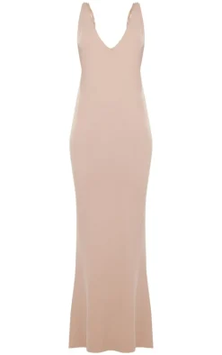 Stone Soft Touch Twist Detail Backless Maxi Dress