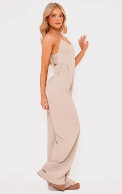 Stone Strappy Textured Jumpsuit