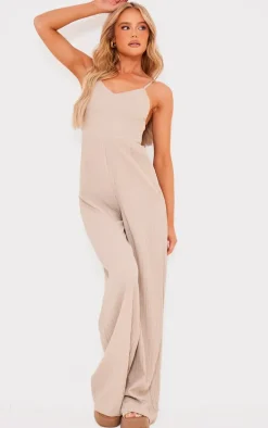Stone Strappy Textured Jumpsuit