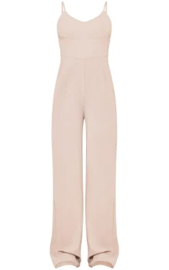 Stone Strappy Textured Jumpsuit