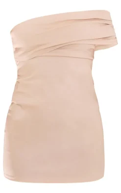 Stone Stretch Shoulder One Sleeve Mini Dress